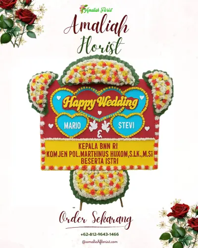 Karangan Papan Bunga Pernikahan di Wonocoyo
